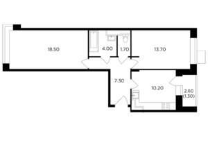 2-к квартира, строящийся дом, 57м2, 13/17 этаж