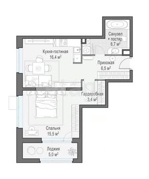 2-к квартира, вторичка, 51м2, 4/18 этаж