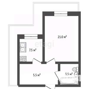 1-к квартира, вторичка, 38м2, 3/3 этаж