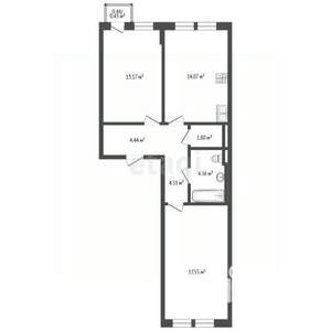 2-к квартира, вторичка, 60м2, 11/17 этаж