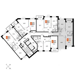 3-к квартира, строящийся дом, 75м2, 8/22 этаж