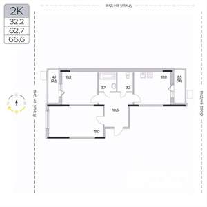 2-к квартира, вторичка, 67м2, 2/9 этаж