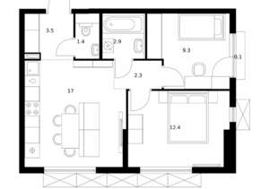 2-к квартира, вторичка, 49м2, 4/24 этаж