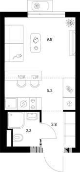 Студия квартира, вторичка, 20м2, 25/25 этаж