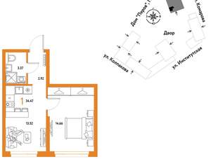 1-к квартира, вторичка, 34м2, 21/6 этаж