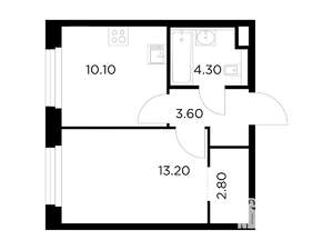 1-к квартира, строящийся дом, 34м2, 12/23 этаж