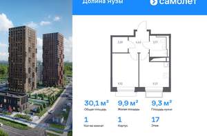 1-к квартира, вторичка, 30м2, 17/25 этаж