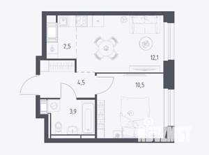 1-к квартира, вторичка, 33м2, 7/17 этаж