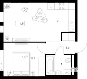 1-к квартира, вторичка, 38м2, 24/25 этаж