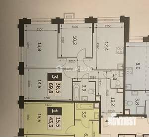 3-к квартира, вторичка, 70м2, 2/22 этаж