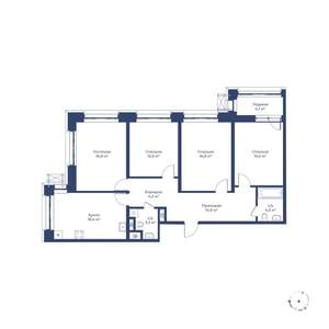 4-к квартира, строящийся дом, 107м2, 4/24 этаж