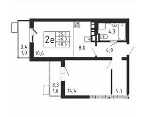 2-к квартира, вторичка, 49м2, 2/9 этаж