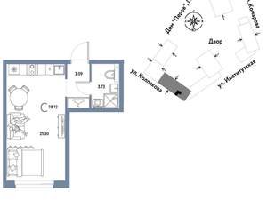 Студия квартира, вторичка, 28м2, 13/6 этаж