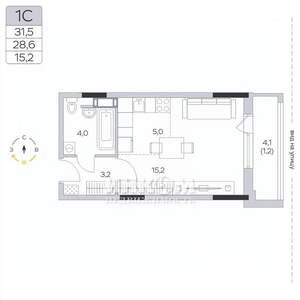 Студия квартира, вторичка, 29м2, 8/9 этаж