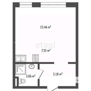 Студия квартира, вторичка, 29м2, 2/25 этаж