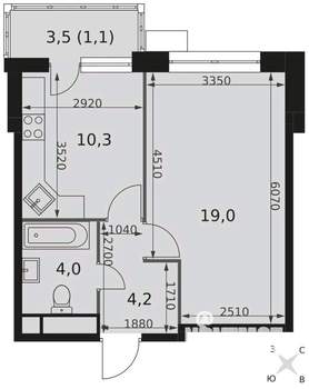1-к квартира, вторичка, 39м2, 10/22 этаж