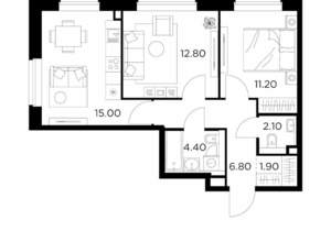 2-к квартира, вторичка, 54м2, 18/23 этаж