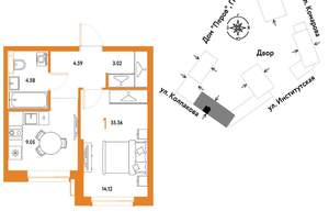 1-к квартира, вторичка, 35м2, 12/6 этаж