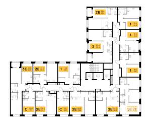 2-к квартира, строящийся дом, 55м2, 19/23 этаж