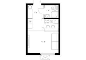 Студия квартира, вторичка, 24м2, 19/25 этаж