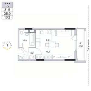 Студия квартира, вторичка, 29м2, 7/9 этаж