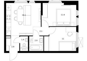 2-к квартира, вторичка, 48м2, 17/25 этаж