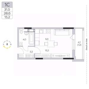 Студия квартира, строящийся дом, 29м2, 8/9 этаж