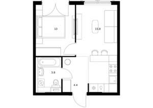 1-к квартира, вторичка, 34м2, 19/24 этаж