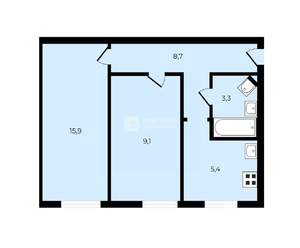 2-к квартира, вторичка, 42м2, 1/5 этаж