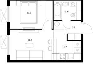 1-к квартира, вторичка, 34м2, 20/24 этаж