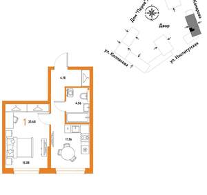 1-к квартира, вторичка, 36м2, 12/6 этаж