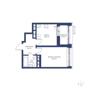 1-к квартира, строящийся дом, 35м2, 4/24 этаж