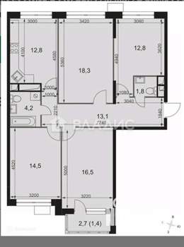 4-к квартира, вторичка, 95м2, 12/22 этаж