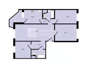 4-к квартира, вторичка, 89м2, 2/12 этаж