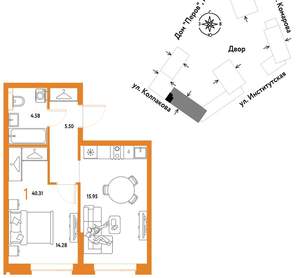 1-к квартира, вторичка, 40м2, 12/6 этаж