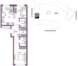 3-к квартира, вторичка, 58м2, 8/25 этаж