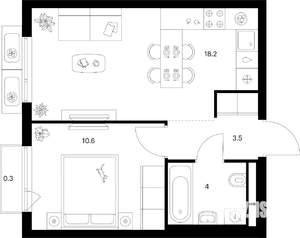 1-к квартира, вторичка, 37м2, 8/25 этаж