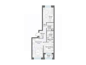 2-к квартира, строящийся дом, 57м2, 12/23 этаж