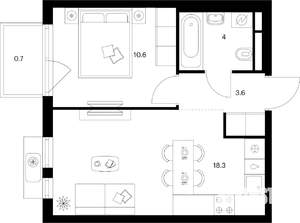 1-к квартира, вторичка, 37м2, 7/25 этаж