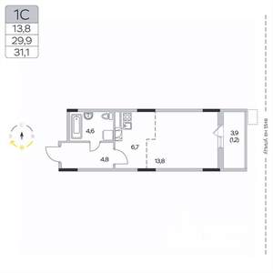 Студия квартира, вторичка, 31м2, 3/9 этаж