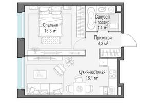 1-к квартира, строящийся дом, 42м2, 13/23 этаж