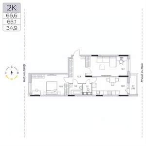 2-к квартира, вторичка, 65м2, 7/9 этаж
