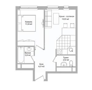 2-к квартира, вторичка, 39м2, 4/17 этаж