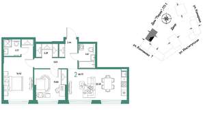 2-к квартира, вторичка, 67м2, 2/25 этаж