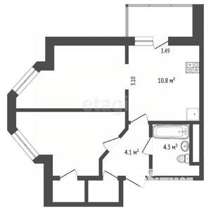 2-к квартира, вторичка, 47м2, 8/15 этаж