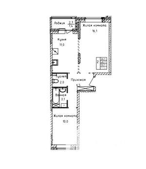 2-к квартира, вторичка, 52м2, 2/6 этаж