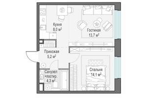 1-к квартира, строящийся дом, 45м2, 10/23 этаж