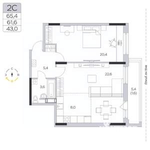 2-к квартира, вторичка, 62м2, 5/9 этаж