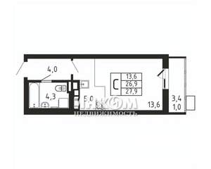 Студия квартира, вторичка, 28м2, 4/9 этаж