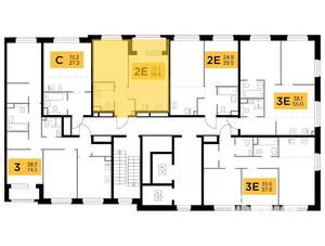 2-к квартира, строящийся дом, 39м2, 2/23 этаж